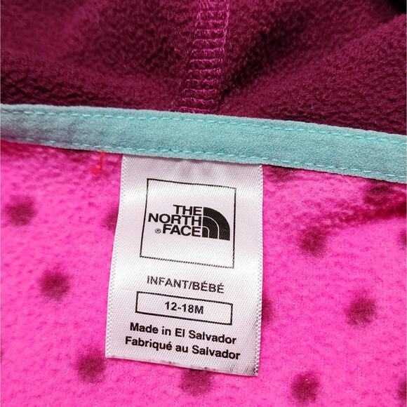 The North Face Infant Glacier Full Zip Polka Dot Fleece Jacket - Picture 2 of 7